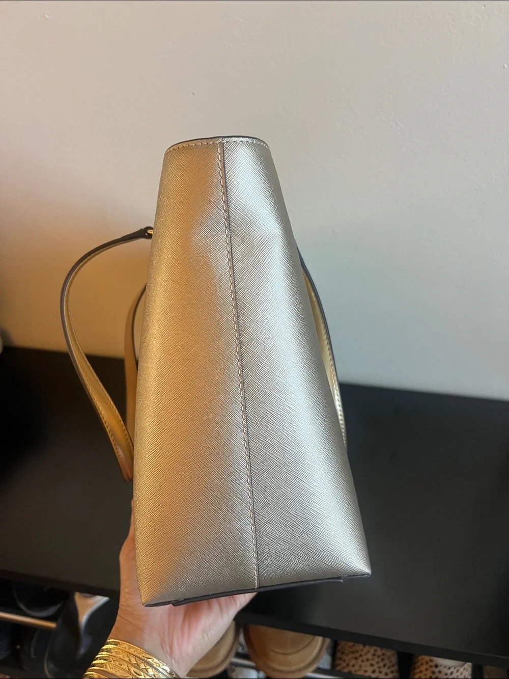 Michael Kors Metallic Gold Tote with MK Charm